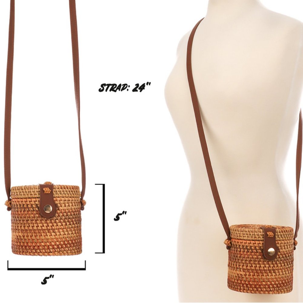 Bali Rattan Barrel Basket Bag - Picture 4 of 5